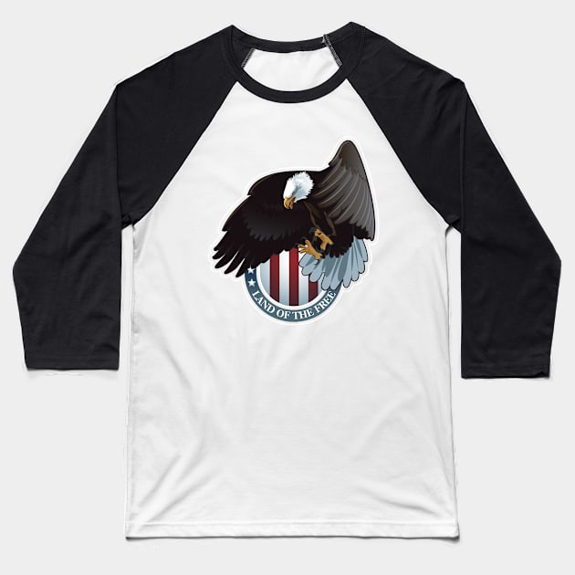 Land of the Free Baseball T-Shirt by Birds by D.H. Kafton Studio